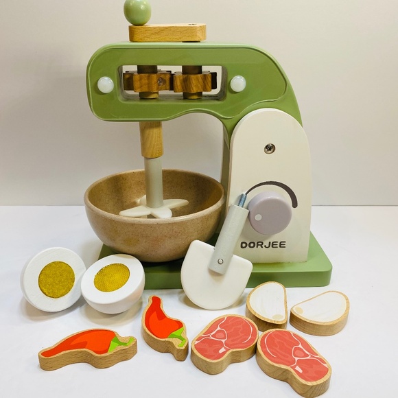 DorJee Other - Wooden Mixer Set Mixer Sets for Kids Toddler Toy Mixer Playset Play Kitchen Bake